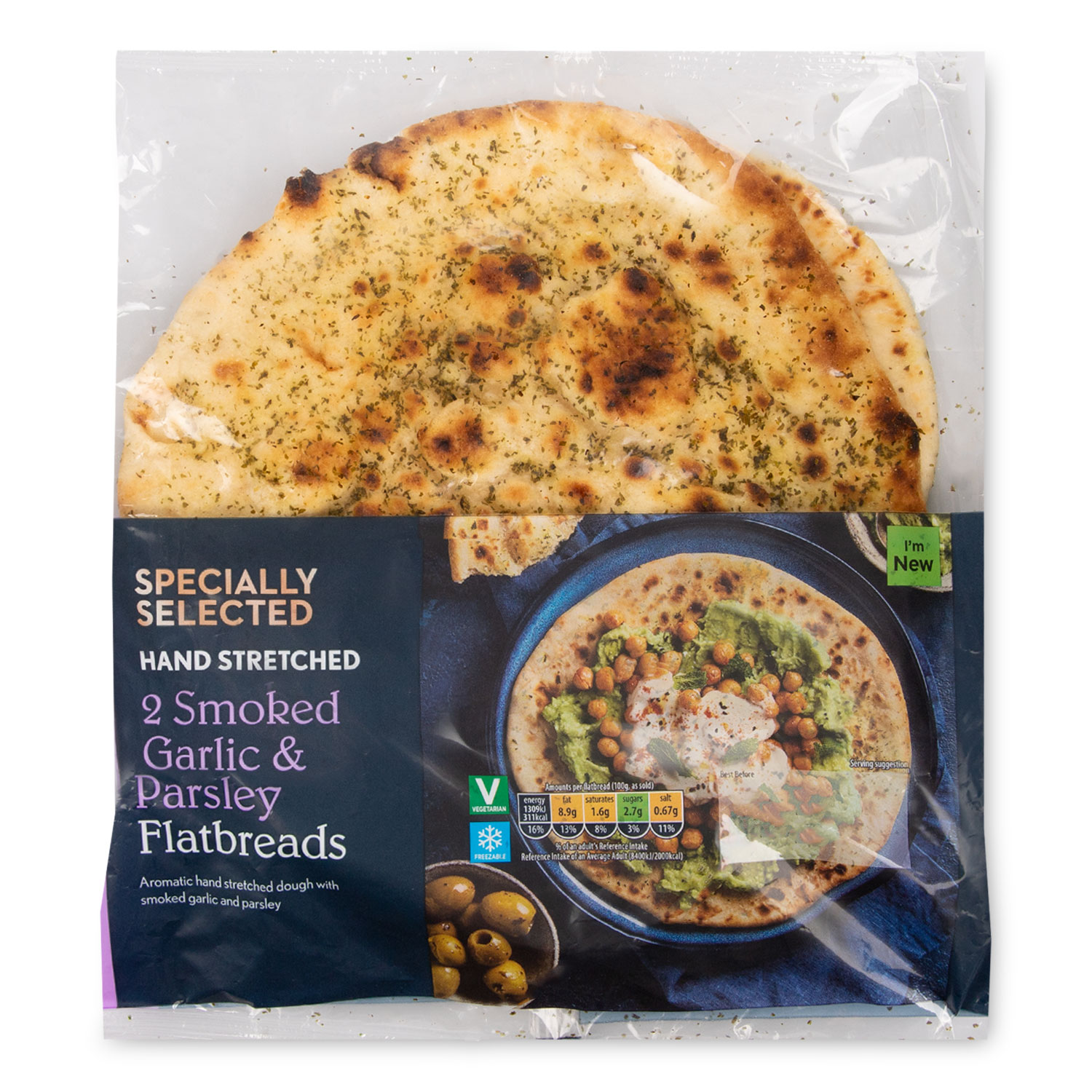 Specially Selected Smoked Garlic And Parsley Flatbreads 200g/2 Pack