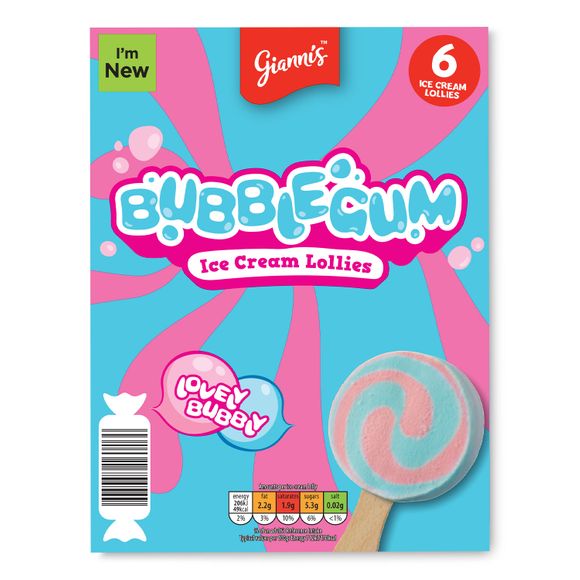 Gianni's Bubblegum Ice Cream Lollies 6x50ml