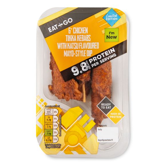 Eat & Go Chicken Tikka Kebabs 121g/6 Pack