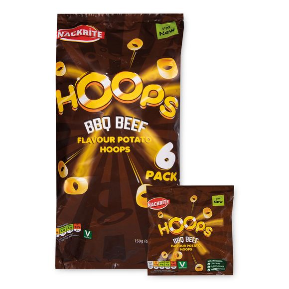 Snackrite BBQ Beef Flavour Potato Hoops 6x25g