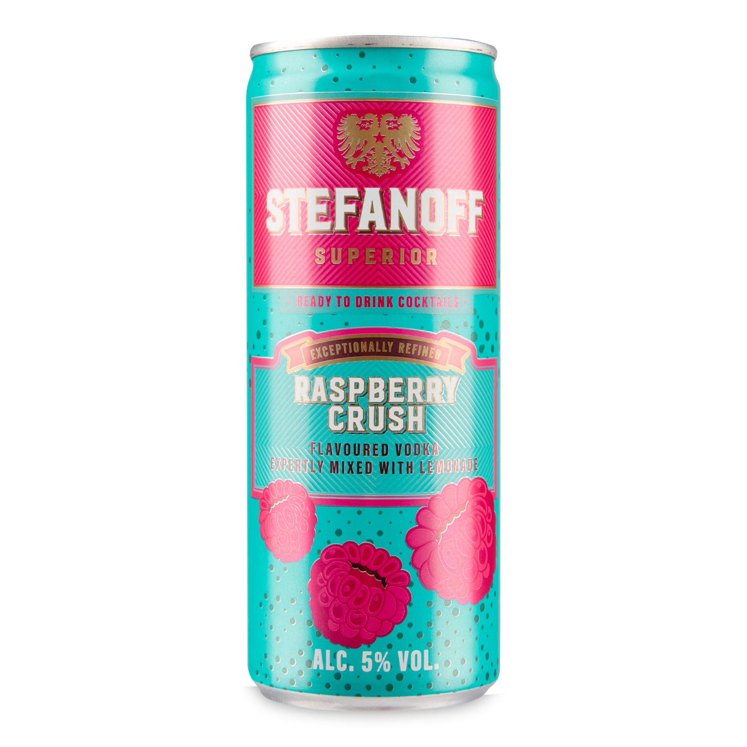 Stefanoff Raspberry Crush Flavoured Vodka Mixed With Lemonade 250ml