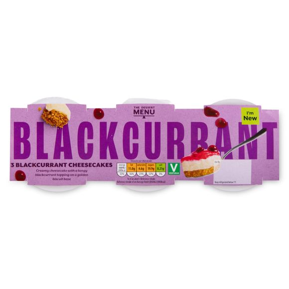 Dessert Menu Blackcurrant Cheesecakes 3x100g