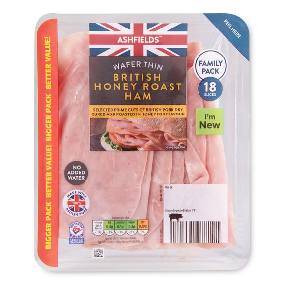 Ashfields British Wafer Thin Honey Roast Ham 240g/18 Pack