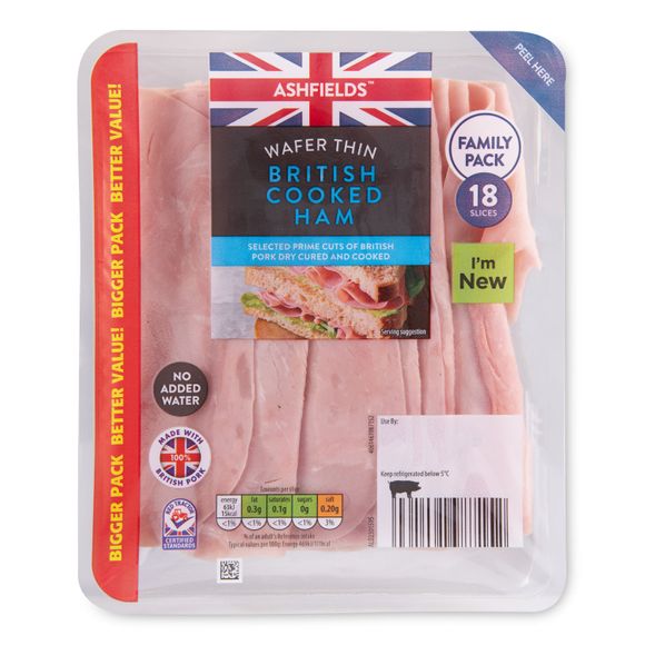 Ashfields British Wafer Thin Cooked Ham 240g/18 Pack