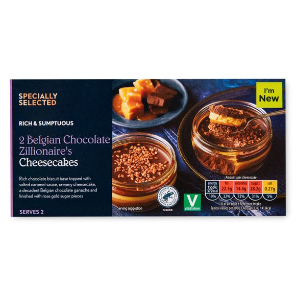 Specially Selected Belgian Chocolate Zillionaire's Cheesecakes 2x90g