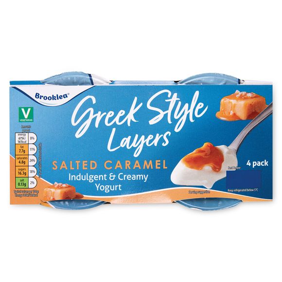 Brooklea Salted Caramel Greek Style Layers Yogurt 4x125g