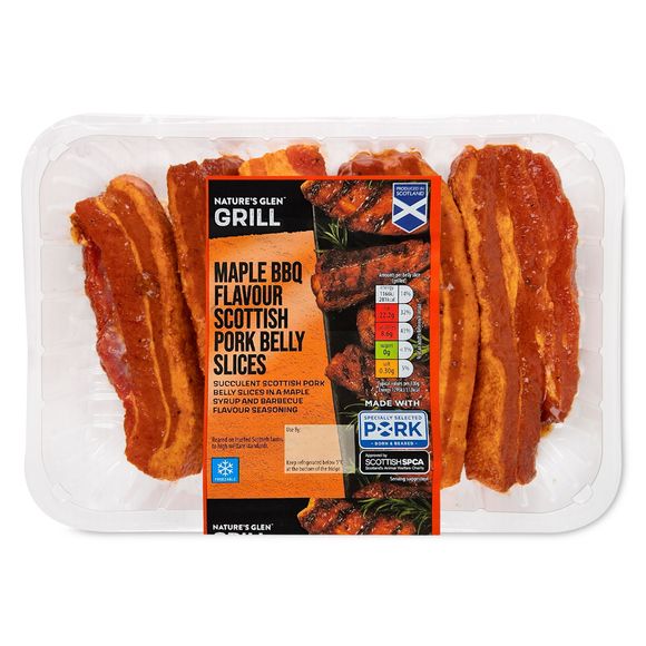 Nature's Glen Maple BBQ Flavour Scottish Pork Belly Slices 400g