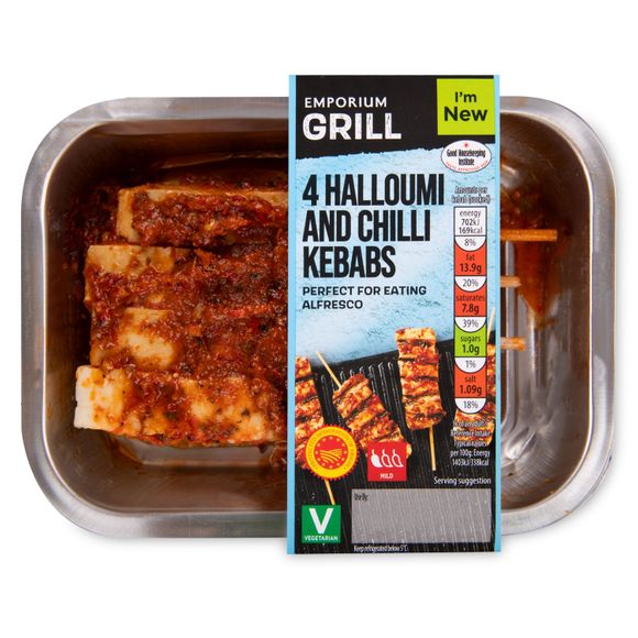 Grill Halloumi & Chilli Kebabs 225g/4 Pack