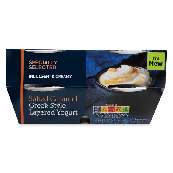 Specially Selected Indulgent & Creamy Salted Caramel Greek Style Layered Yogurt 4x125g