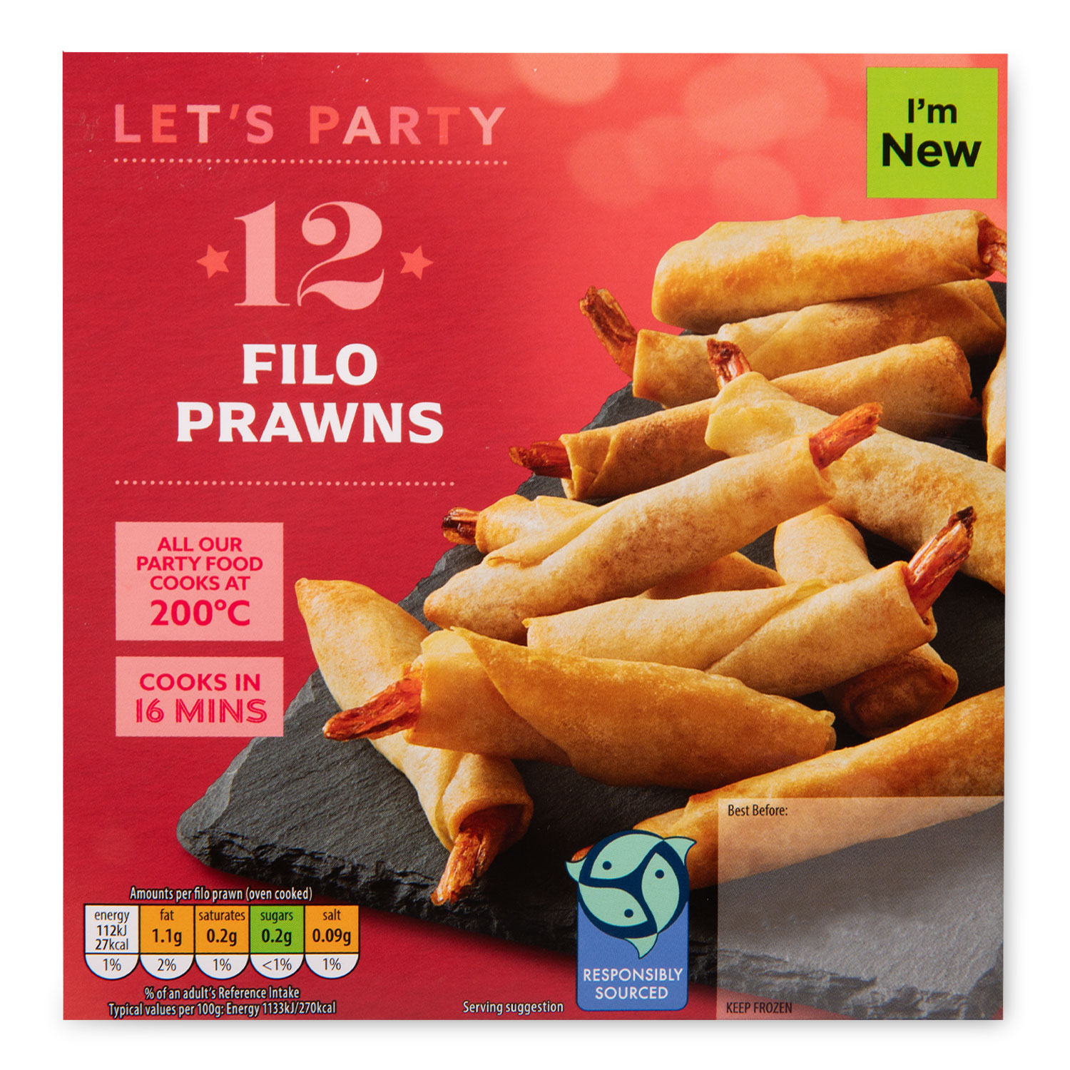 Let's Party Filo Prawns 144g/12 Pack