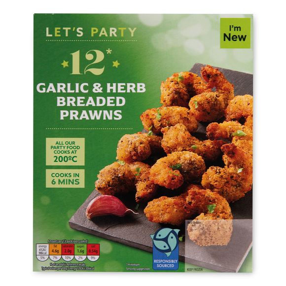 Let's Party Garlic & Herb Breaded Prawns 132g/12 Pack*