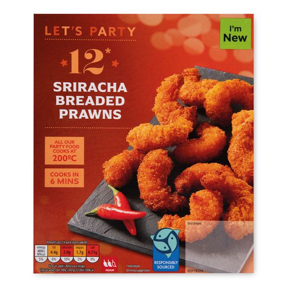 Let's Party Sriracha Breaded Prawns 132g/12 Pack*