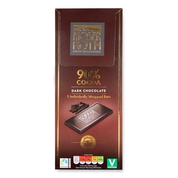 Moser Roth 90% Cocoa Chocolate Bars 5x25g/5 Pack