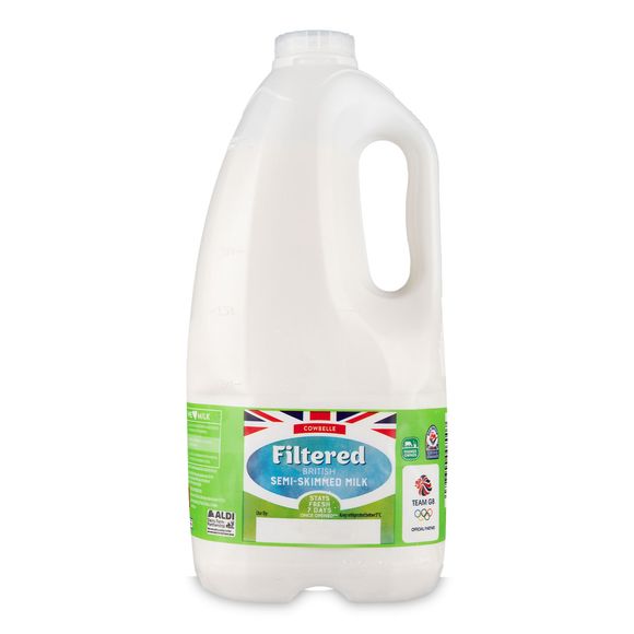 Cowbelle Filtered British Semi-skimmed Milk 2l/3.52 Pints