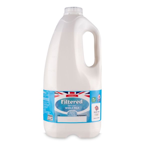 Cowbelle Filtered British Whole Milk 2l/3.52 Pints