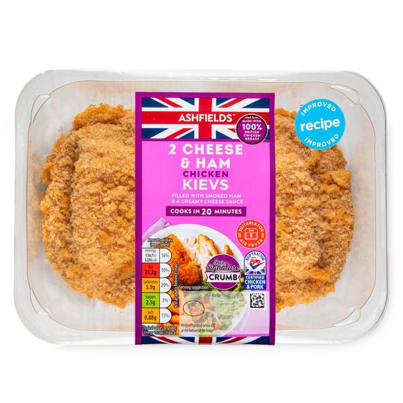 Ashfields Cheese & Ham Chicken Kievs 260g/2 Pack