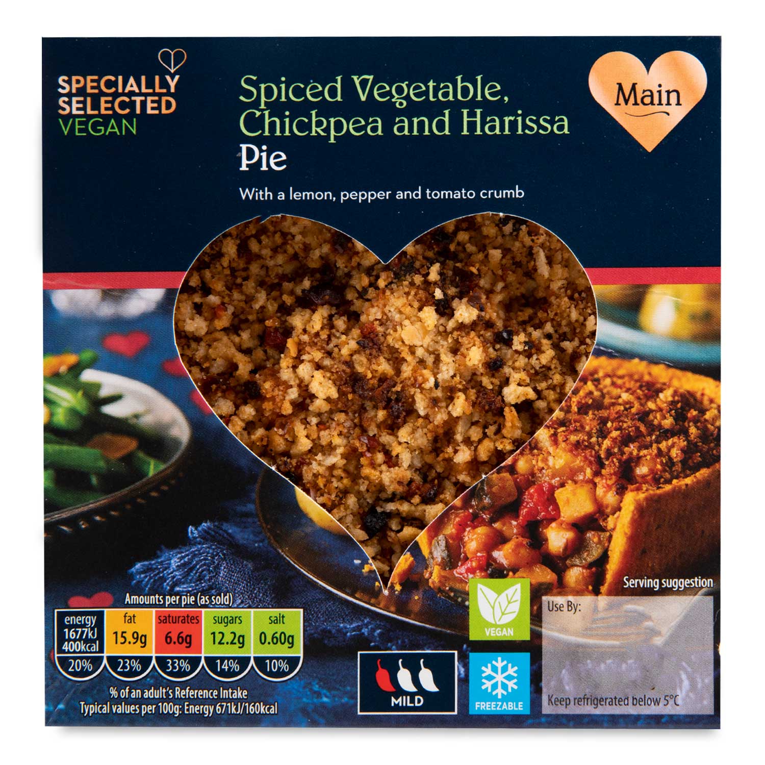 Specially Selected Spiced Vegetable, Chickpea & Harissa Pie 250g