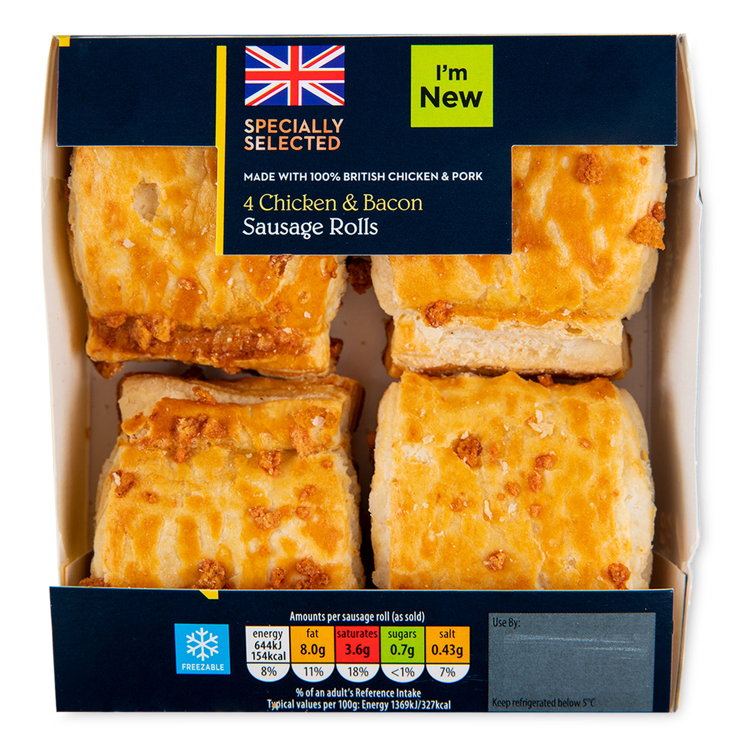 Specially Selected Chicken & Bacon Sausage Rolls 188g/4 Pack