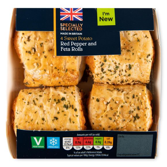 Specially Selected Sweet Potato, Red Pepper & Feta Rolls 188g/4 Pack