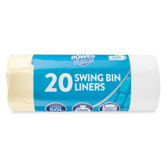 Powerforce Swing Bin Liners With Drawstring Handle 20 Pack/50l