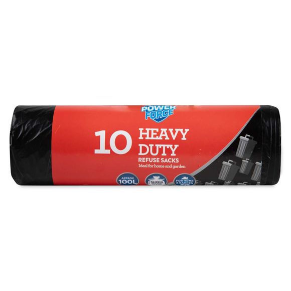 Powerforce Heavy Duty Refuse Sacks 10 Pack/100l