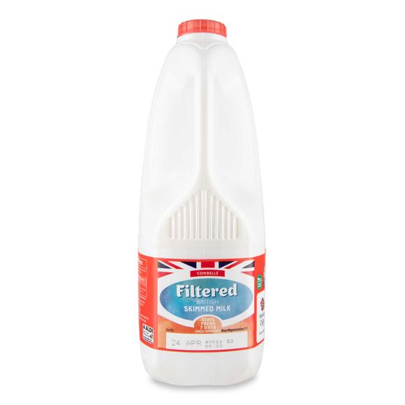 Cowbelle Filtered British Skimmed Milk 2l