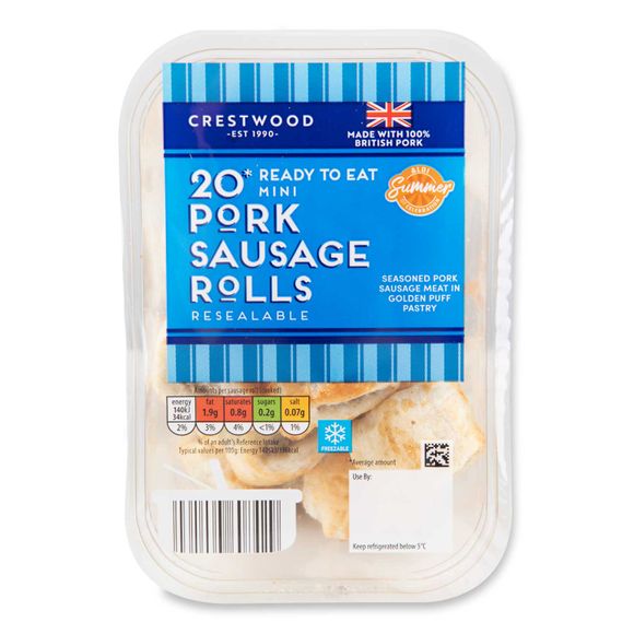 Crestwood Ready To Eat Mini Pork Sausage Rolls 200g/20 Pack