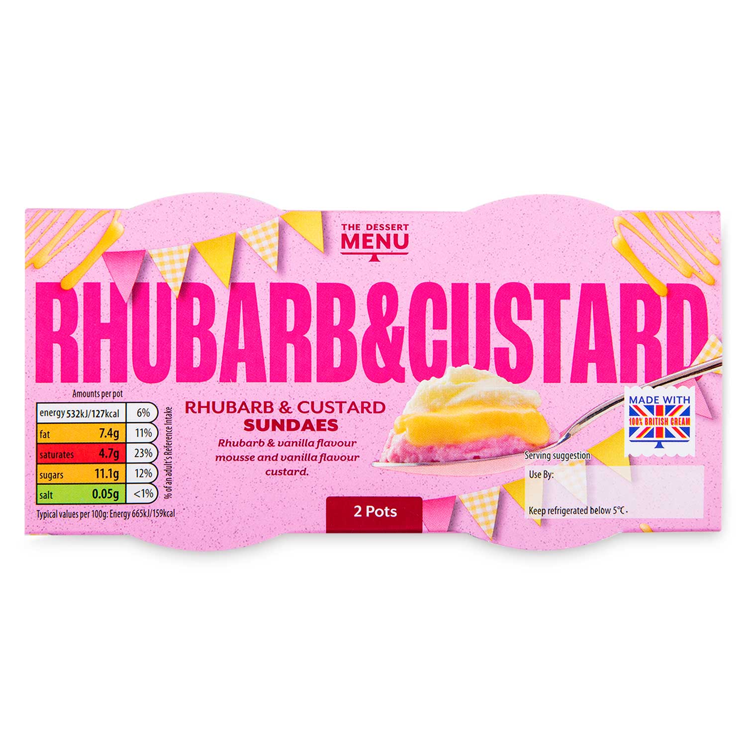 Dessert Menu Rhubarb And Custard Sundaes 2x80g