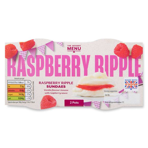 Dessert Menu Raspberry Ripple Sundaes 2x80g