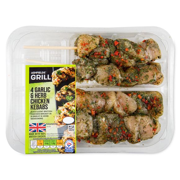 Ashfields Garlic & Herb Chicken Kebabs 320g/4 Pack