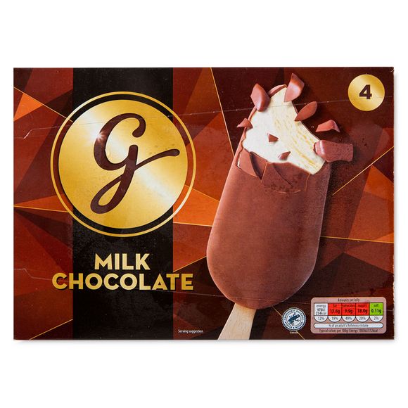 Gianni's Milk Chocolate Ice Creams 4x100ml