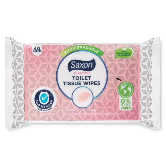 Saxon Sensitive Toilet Tissue Wipes 40 Pack