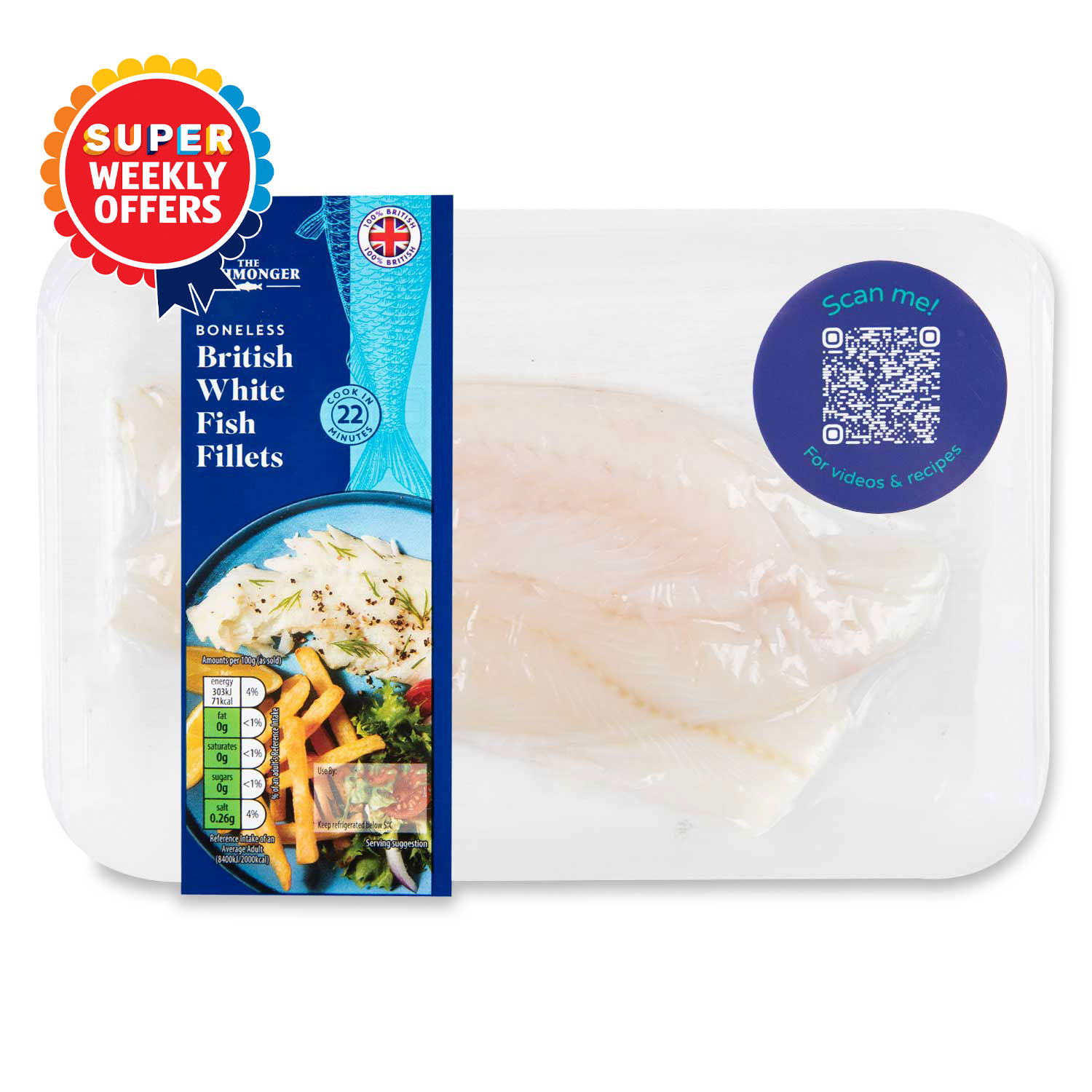 Fishmonger British White Fish Fillets 180g