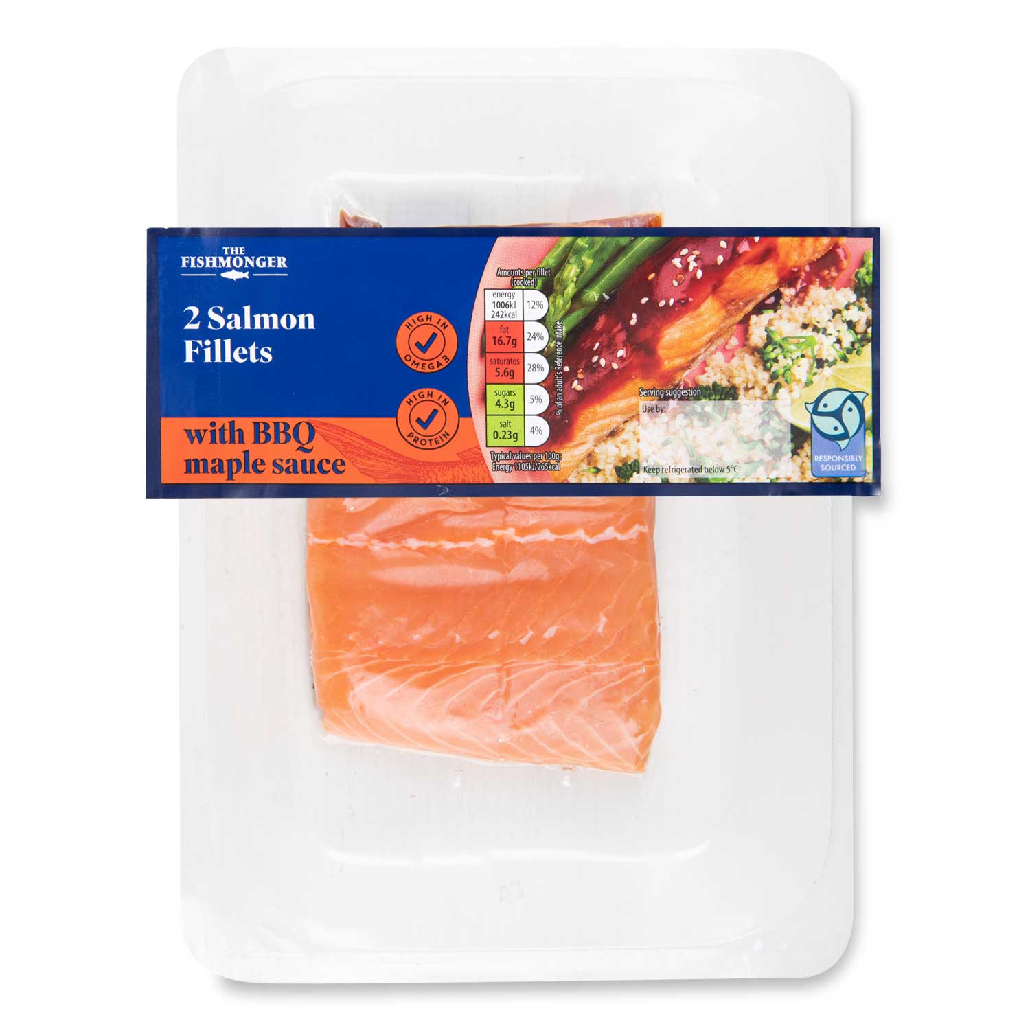 The Fishmonger Salmon Fillets With BBQ Maple Sauce 240g