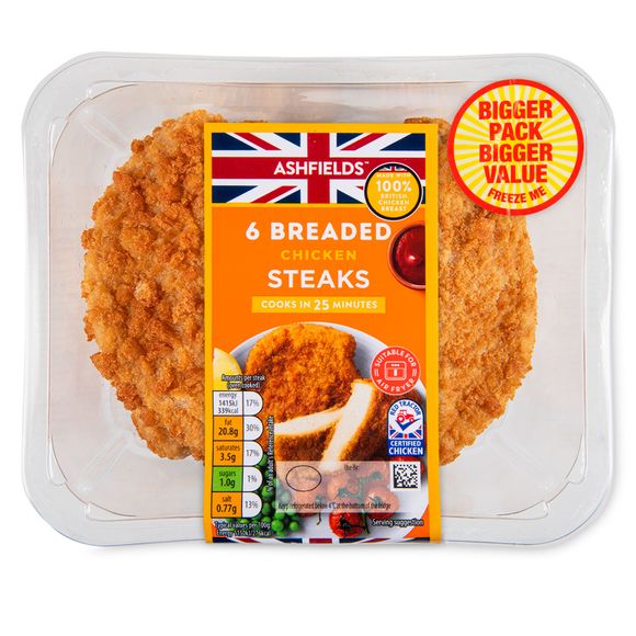 Ashfields Breaded Chicken Steaks 757g/6 Pack