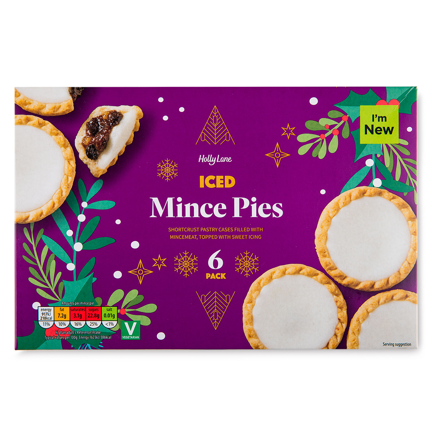 Holly Lane Iced Mince Pies 295g/6 Pack