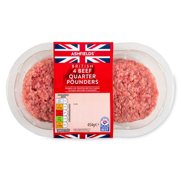 Ashfields British Beef Quarter Pounders 454g/4 Pack