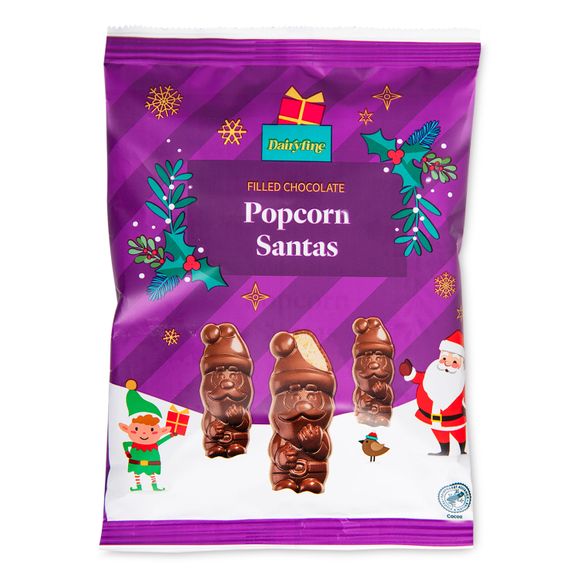 Dairyfine Chocolate Popcorn Filled Santas 7x12g