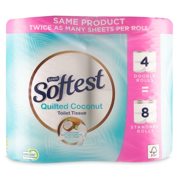 Saxon Softest Coconut Oil Toilet Tissue 4 Pack