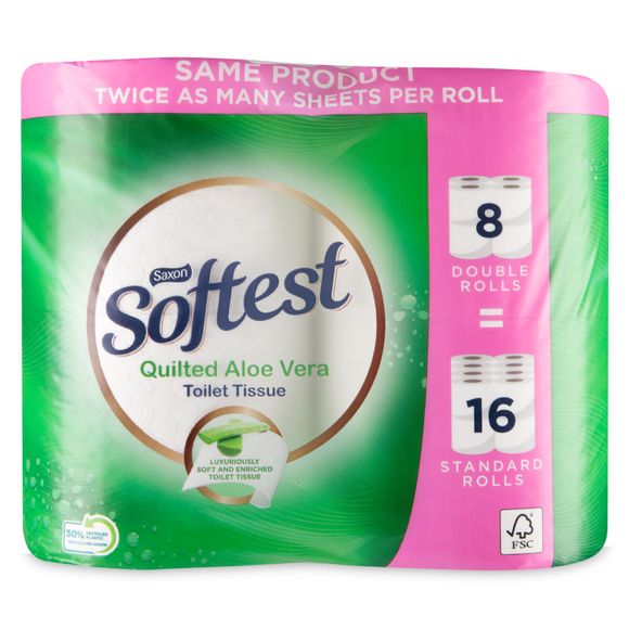Saxon Softest Aloe Vera Toilet Tissue 8 Rolls