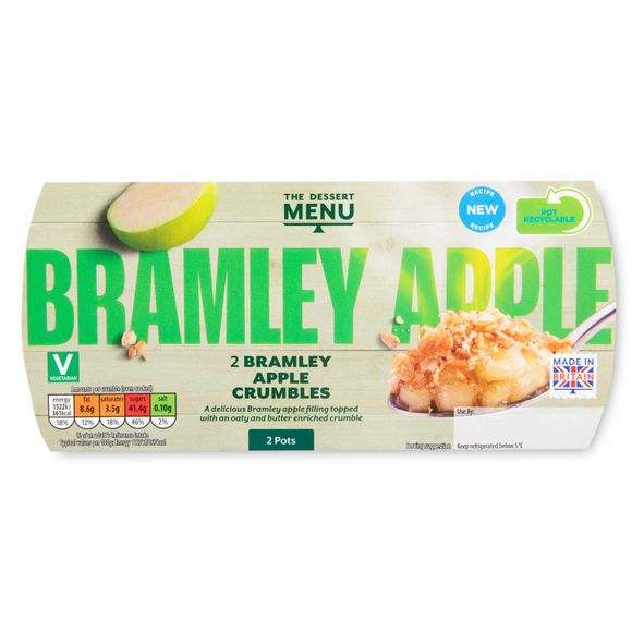 Dessert Menu Bramley Apple Crumbles 270g/2 Pack