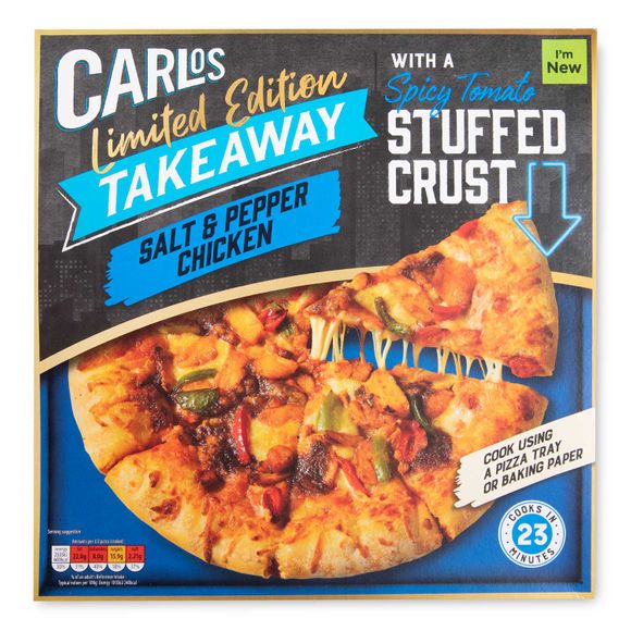 Carlos Takeaway Salt & Pepper Chicken Pizza With A Spicy Tomato Crust 527g