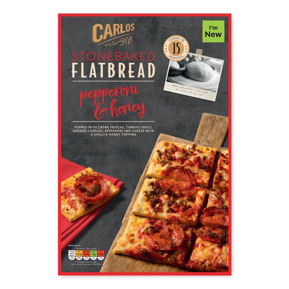 Carlos Pepperoni & Honey Pizza Stonebaked Flatbread 334g