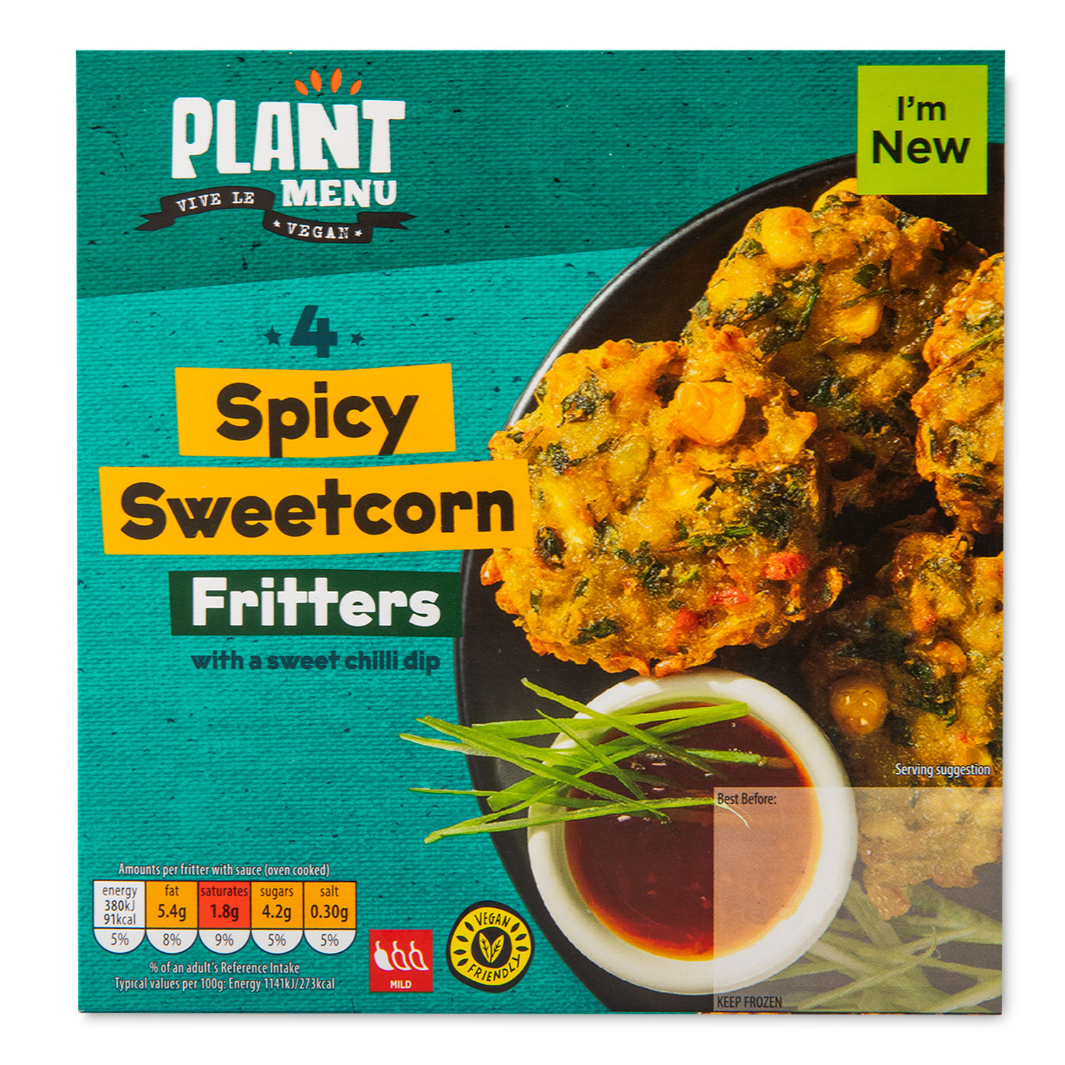 Plant Menu Spicy Sweetcorn Fritters 150g/4 Pack