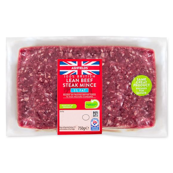 Ashfields 100% British Lean Beef Steak Mince 5% Fat 750g