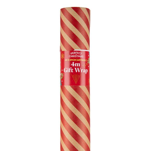 Perfect Christmas Barber Stripe Design Gift Wrap 4m