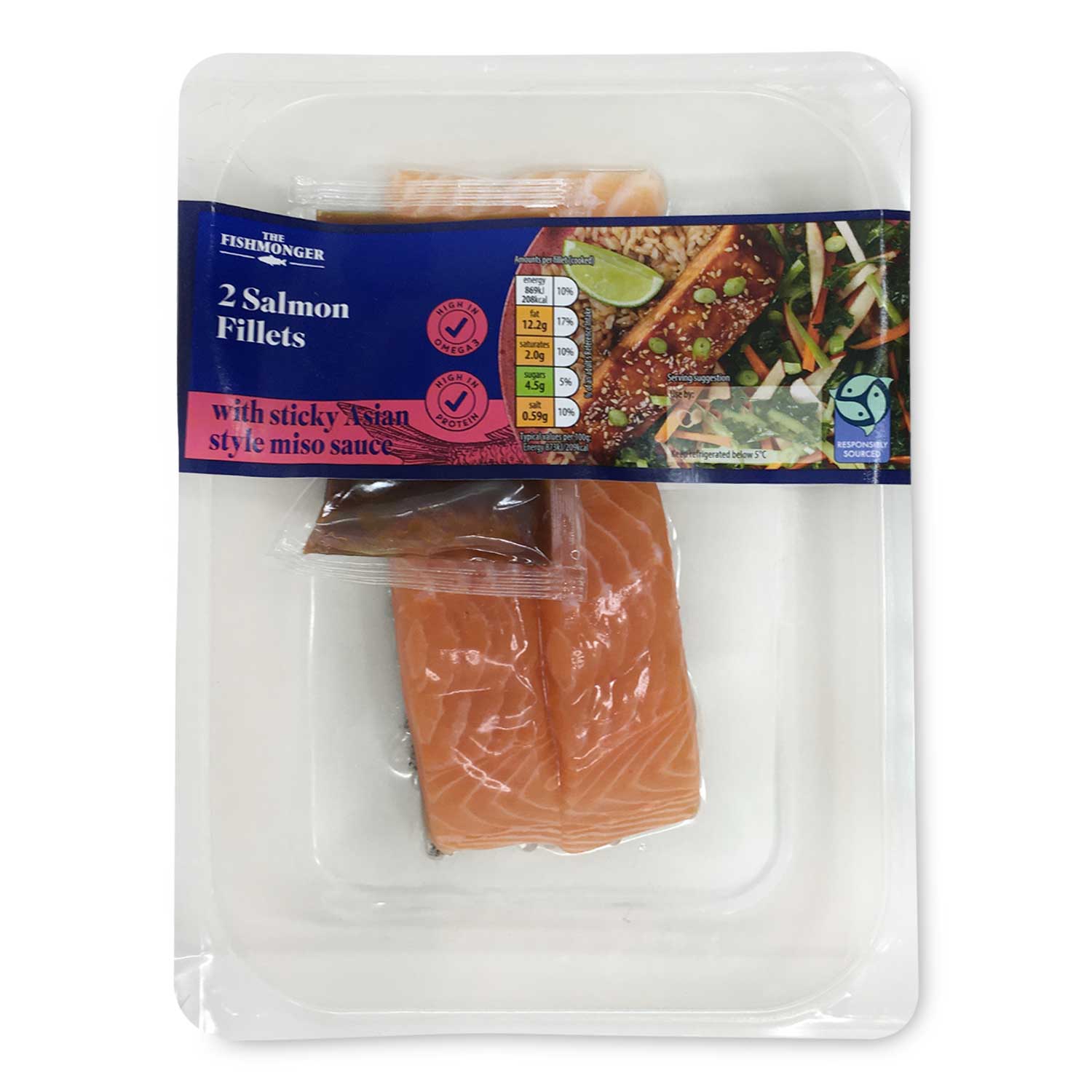 The Fishmonger Salmon Fillets With Sticky Asian Style Miso Sauce 240g