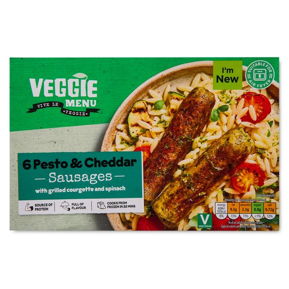 Veggie Menu Pesto & Cheddar Sausages 270g/6 Pack