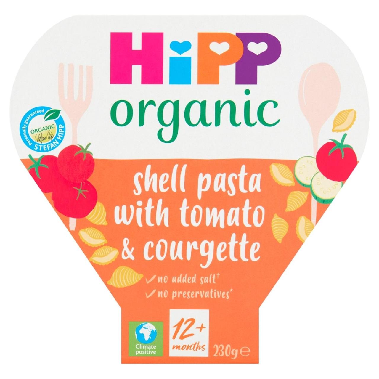 HiPP Organic Shell Pasta with Tomato & Courgette Toddler Tray Meal 12+ Mths