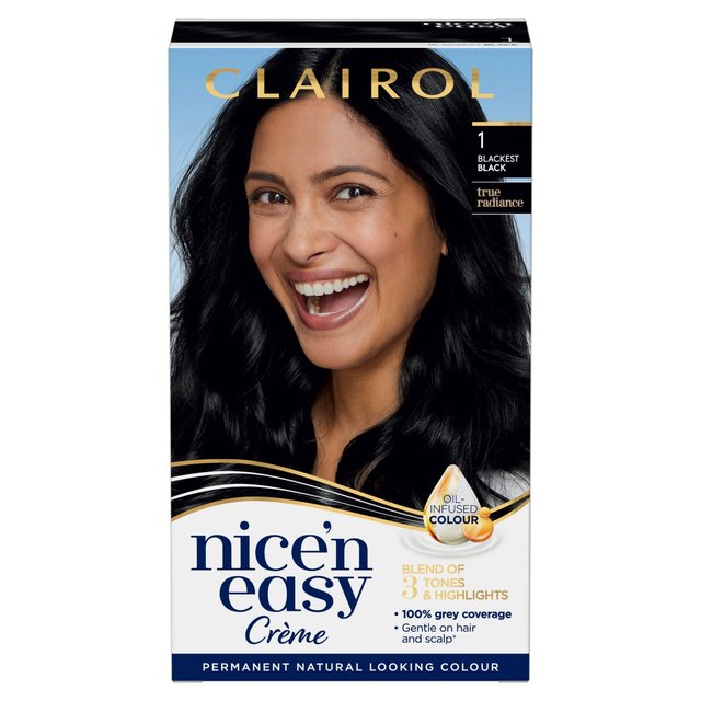 Clairol Nice'n Easy Creme Permanent Hair Dye 1 Blackest Black